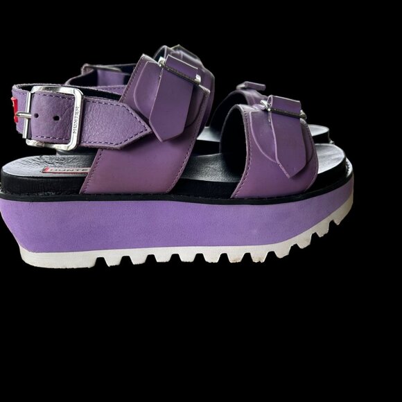 Hunter Double Strapped Platform Pastel Purple Sandals 6 - Picture 3 of 8